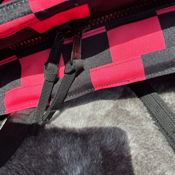 HERSCHEL Alexander Insulated Zip Tote and Bottle Holder/Large Check Neon Pink/Bl - Picture 10 of 14